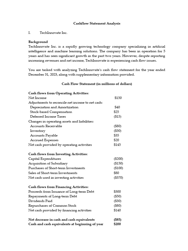 Cashflow Statement Analysis | PDF | Cash Flow Statement | Expense