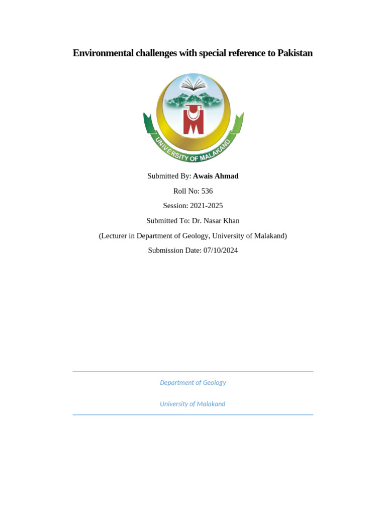 Pakistan's Environmental Challenges | PDF | Climate Change | Air Pollution