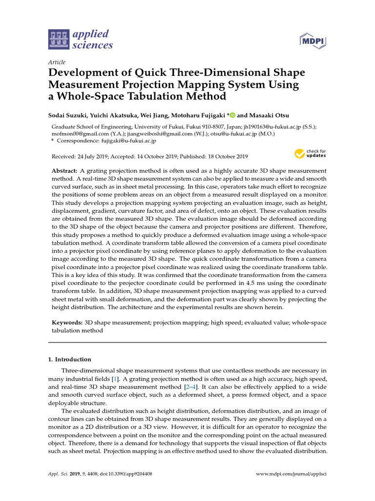 Development of Quick Three-Dimensional Shape Measu | PDF | Shape | Imaging