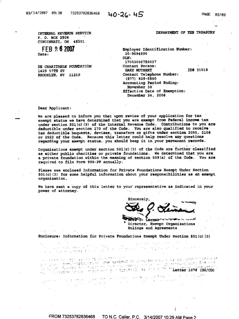 Tax Exempt Status Approval Letter | PDF | 501(C) Organization | Taxes