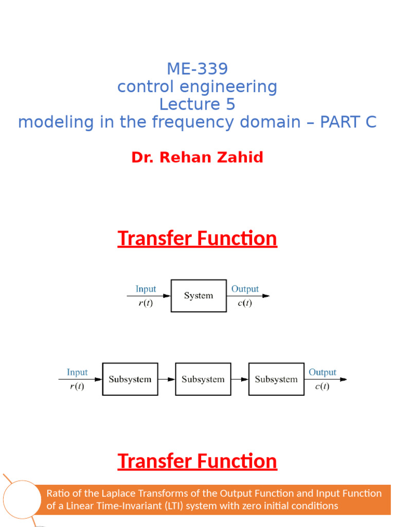 Transfer Functions in Control Systems | PDF | Physics | Mechanics
