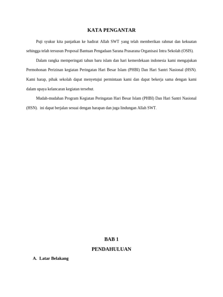Proposal Kegiatan PHBI dan HSN 2021 | PDF