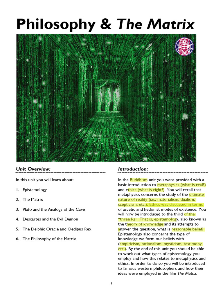Y8 2. Matrix and Epistemology 2024 - Tiffin School | PDF | Oedipus ...