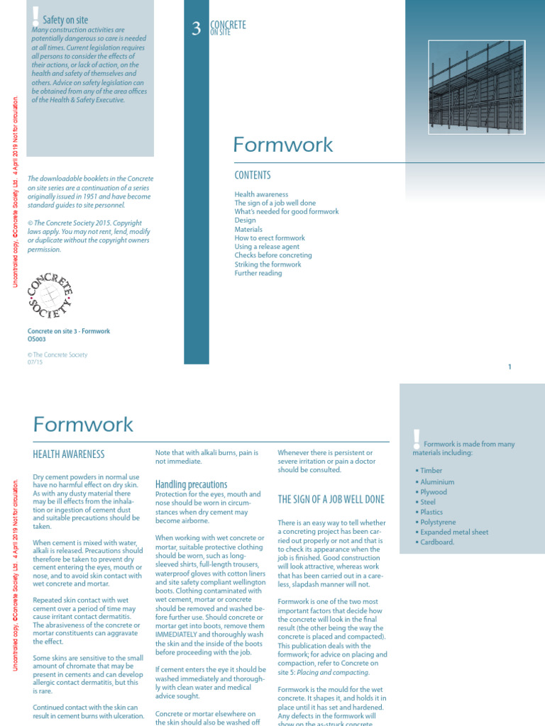 003 Formwork-July15 | PDF | Concrete | Building Technology