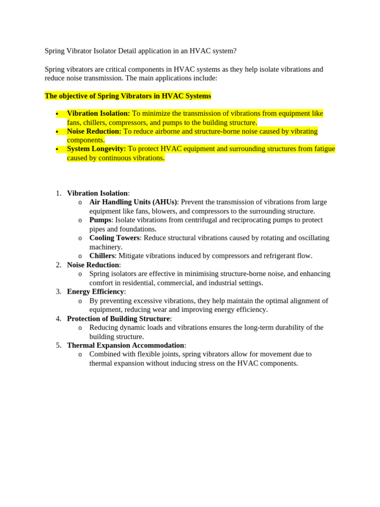 Spring Vibrator Isolators in HVAC Systems | PDF | Pump | Mechanical ...