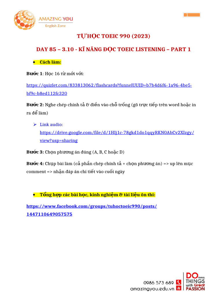 TOEIC Listening Practice Day 85 | PDF