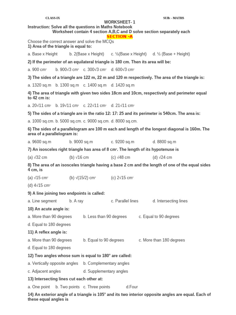 Triangle Class 9th
