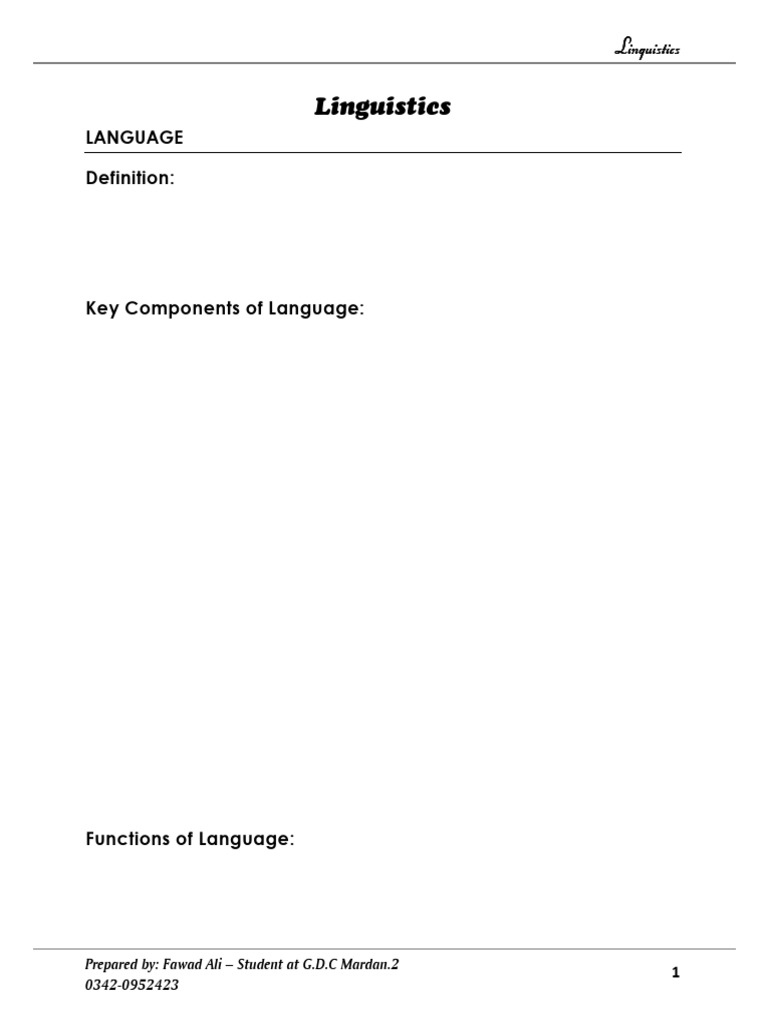 Understanding Language and Its Features | PDF | Syllable | Morphology ...