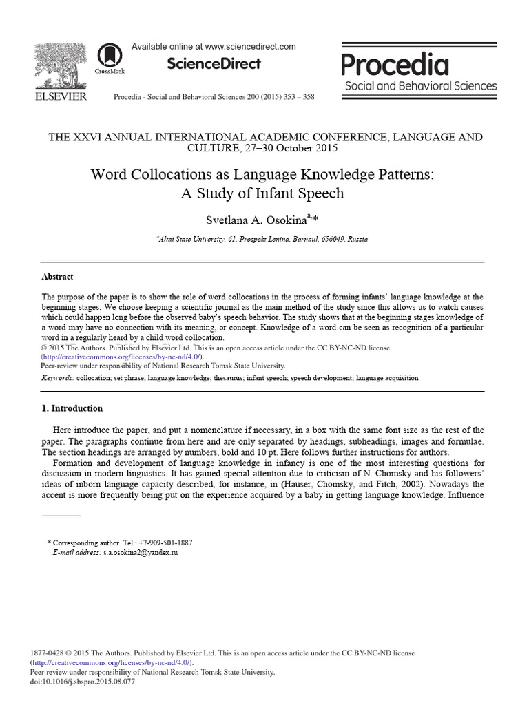 Infant Speech and Word Collocations | PDF | Word | Knowledge