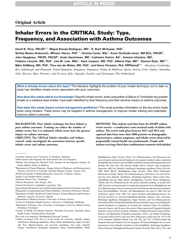 CRITIKAL study | PDF | Asthma | Clinical Medicine