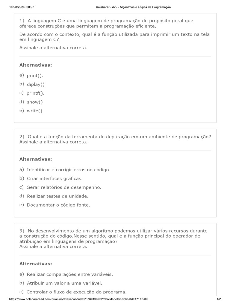 Funções e Operadores em Linguagem C | PDF | Compilador | Linguagem de ...