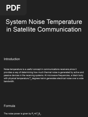System Noise Temperature in Satellites | PDF | Temperature