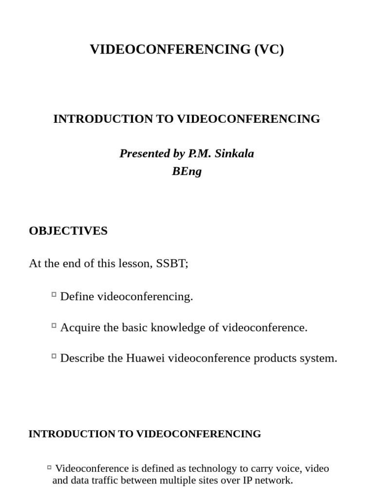 Introduction to Videoconferencing Basics | PDF | Videotelephony ...