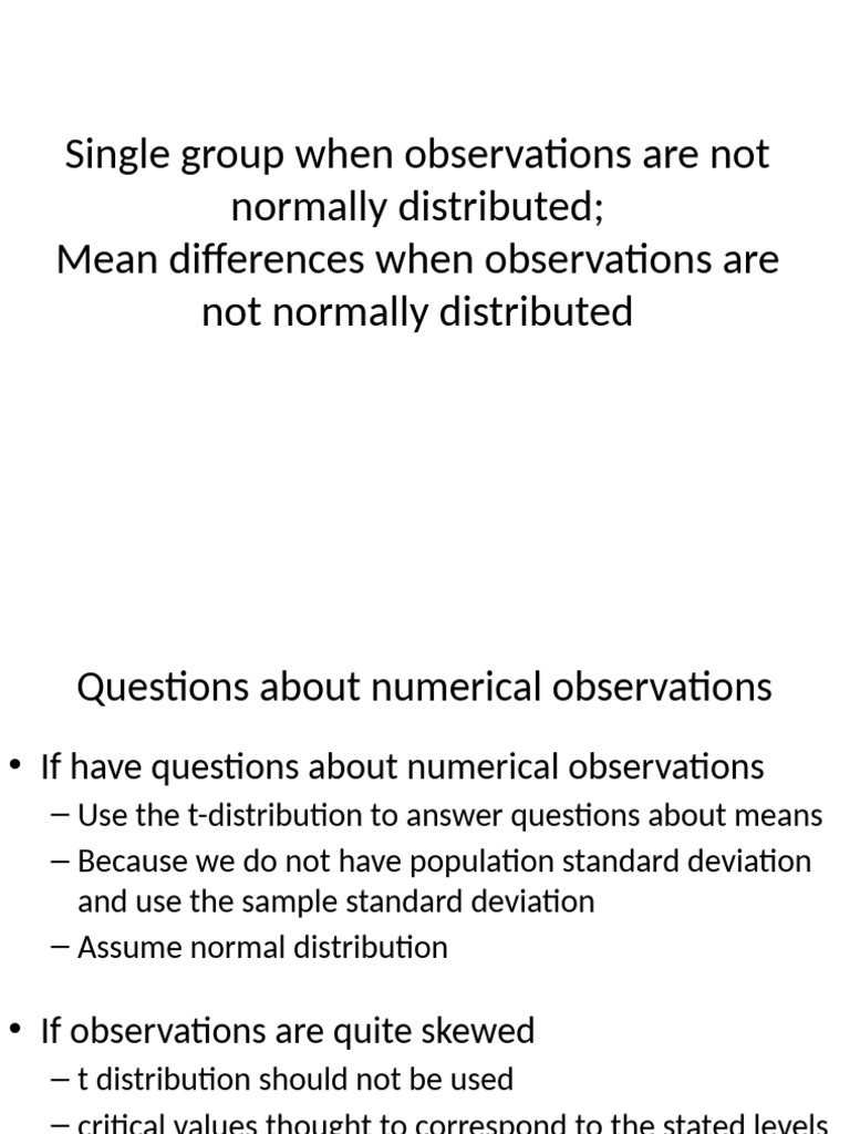 Single Group When Observations Are Not Normally Distributed | PDF ...