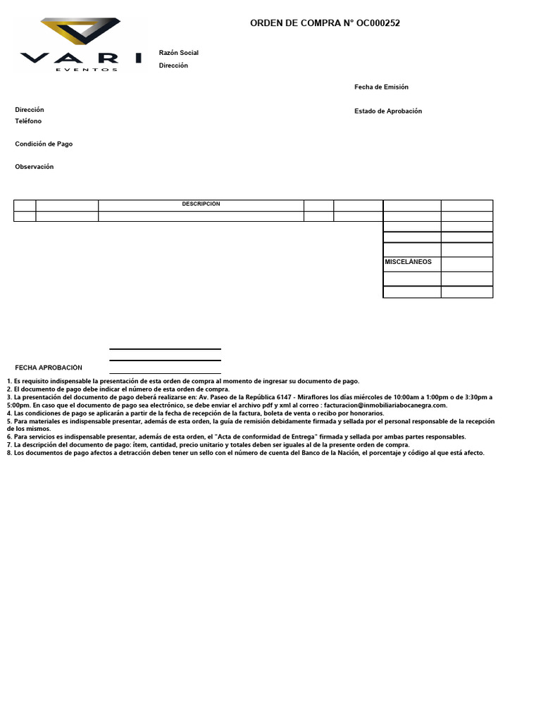 Orden de Compra por Servicio de Mantenimiento | PDF