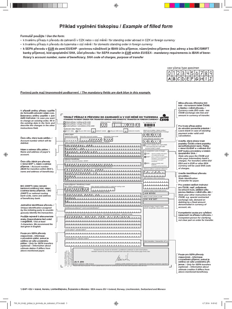 Csob Trvaly Prikaz K Prevodu Do Zahranici Napoveda | PDF