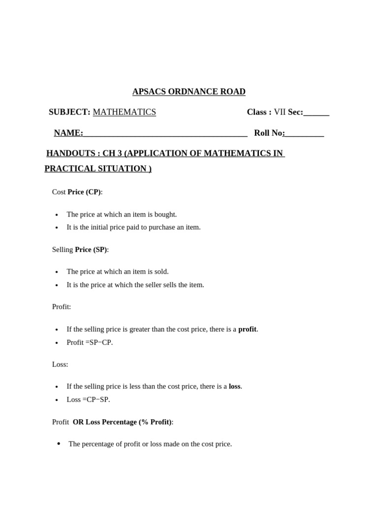 Class 7 Handouts Chap 3 | PDF