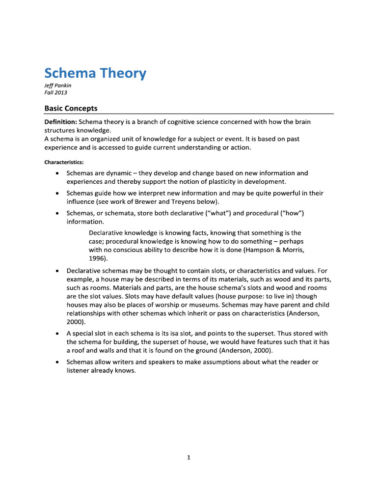 Schema Theory | PDF