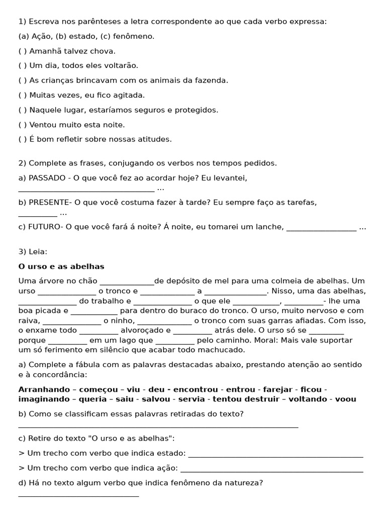Atv Verbos 5 | PDF