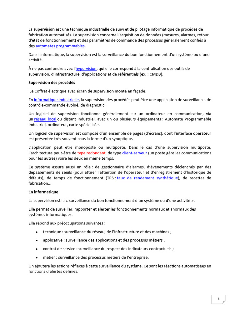 Supervision Informatique : Concepts et Outils | PDF | Informatique ...