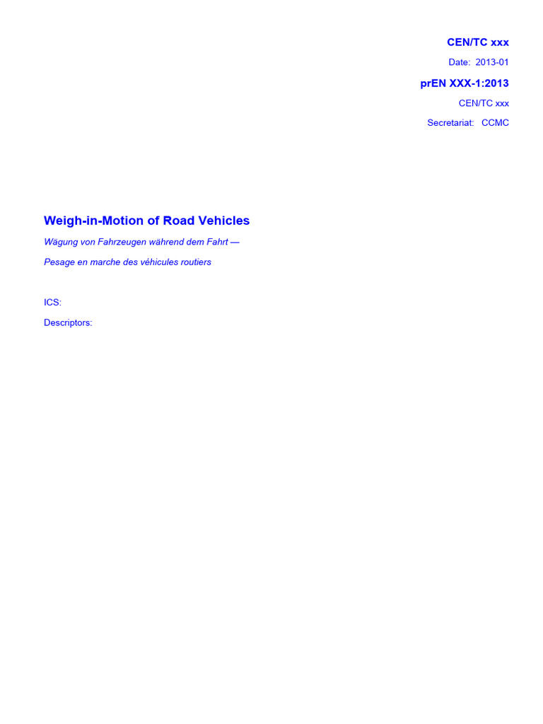 Weigh-in-Motion Standards for Vehicles | PDF | Measurement | Calibration