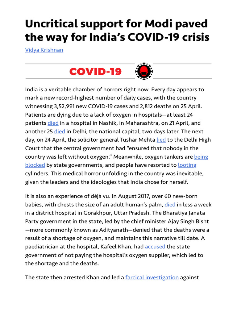 Modi's Role in India's COVID Crisis | PDF | Narendra Modi