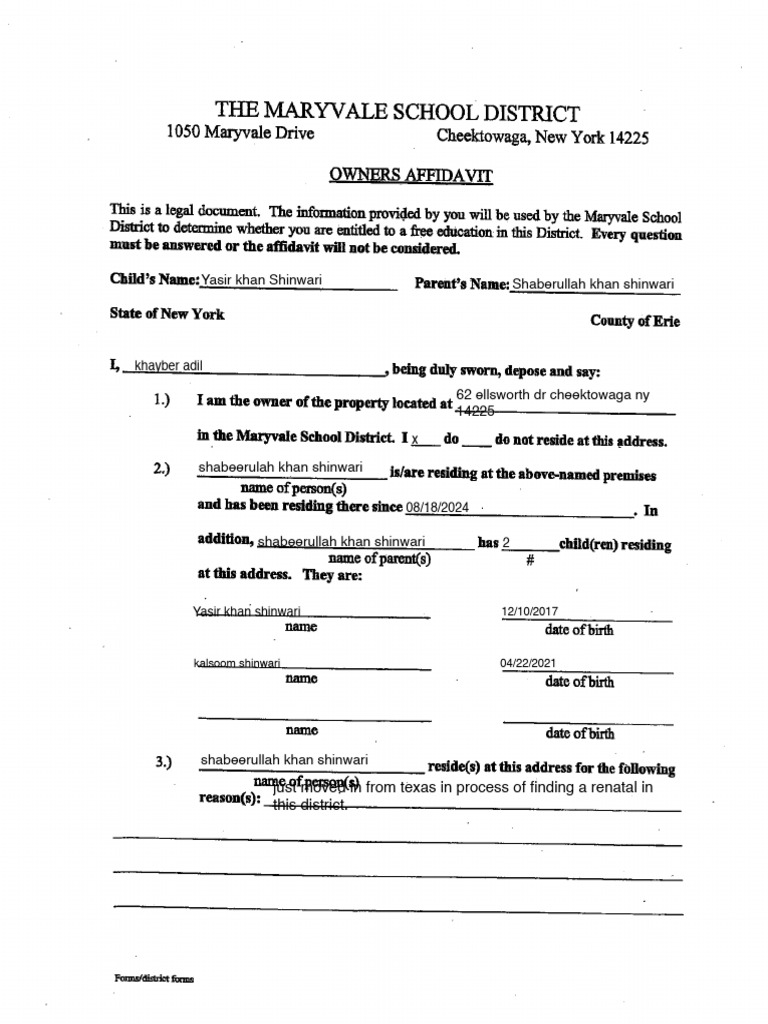 Owner's Affidavit | PDF