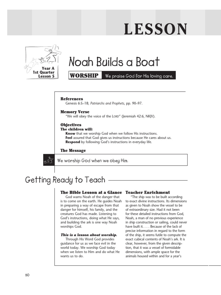 Noah Builds A Boat: Lesson | PDF | Noah | Noah's Ark