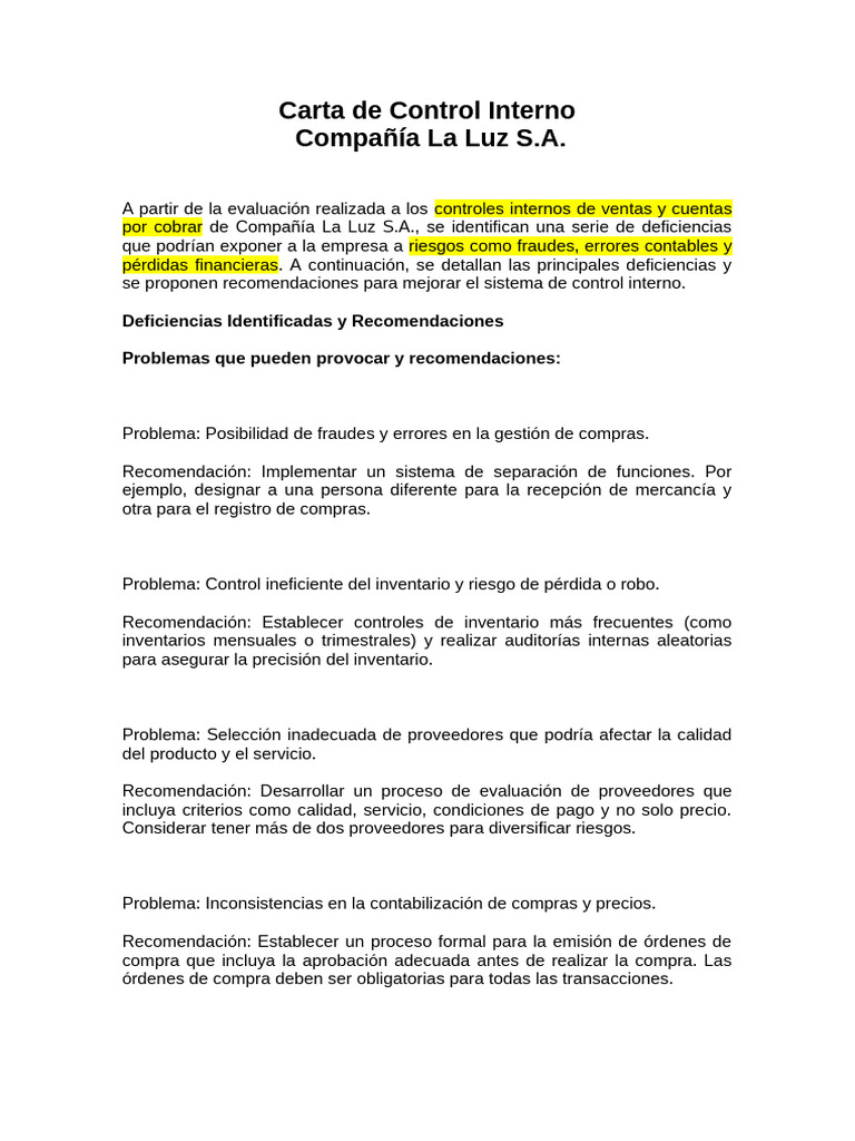 Mejora del Control Interno en Compras | PDF | Contabilidad | Auditoría