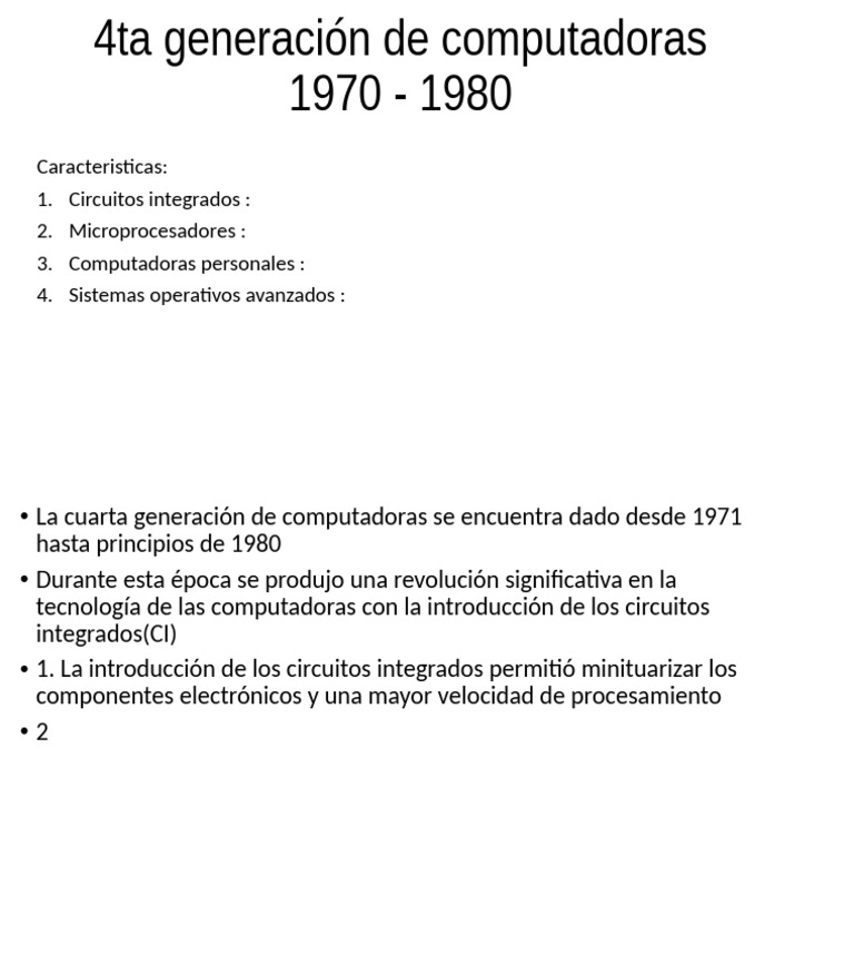 Cuarta Generación de Computadoras (1970-1980) | PDF
