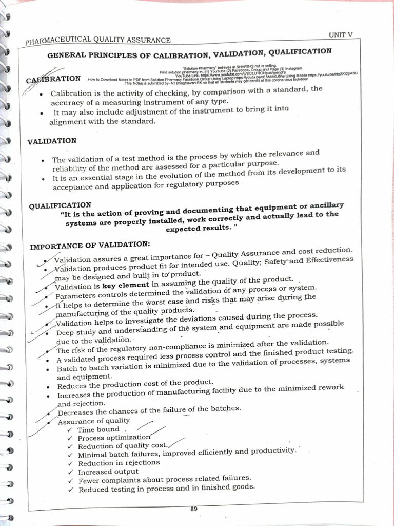Calibration and Validation in QA Unit 5 | PDF | Physical Chemistry ...