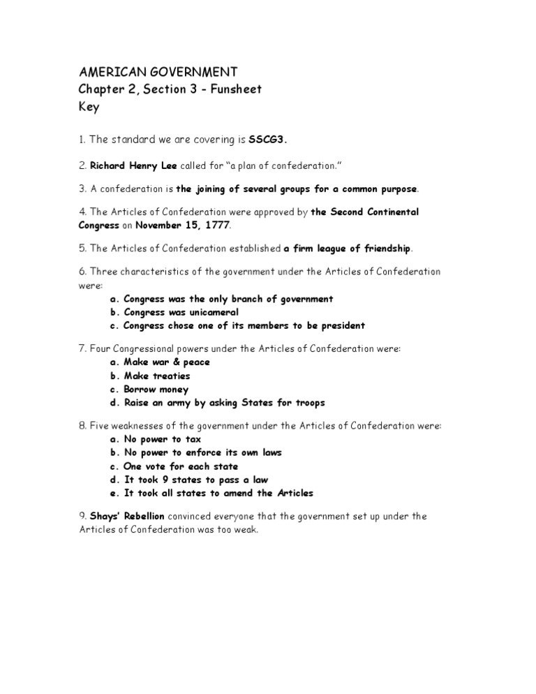 Characteristics of the Articles of Confederation | PDF | Federal ...