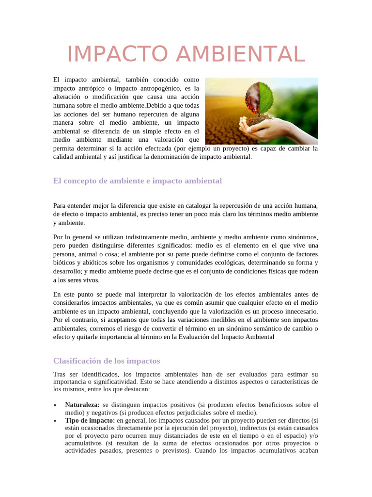 Evaluación de Impacto Ambiental | PDF | Entorno natural | Contaminación