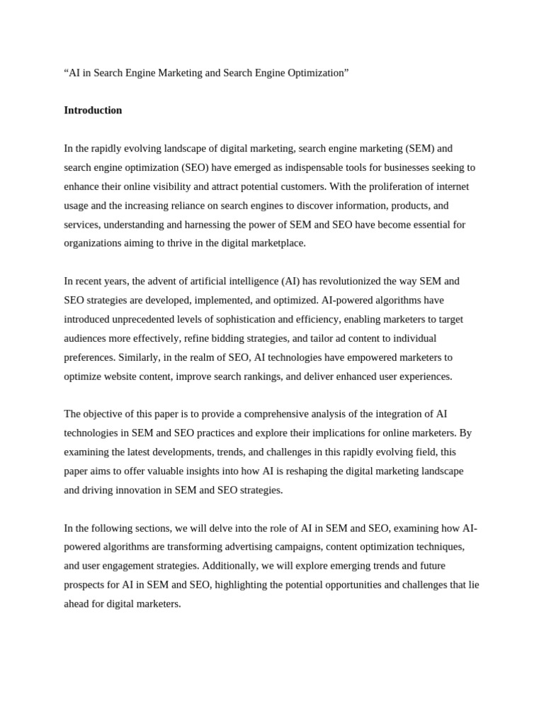 AI's Role in SEM & SEO Strategies | PDF | Search Engine Marketing ...