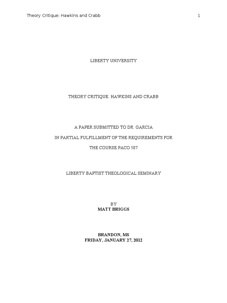 Critique of Crabb's Counseling Theory | PDF | Christian Counseling ...