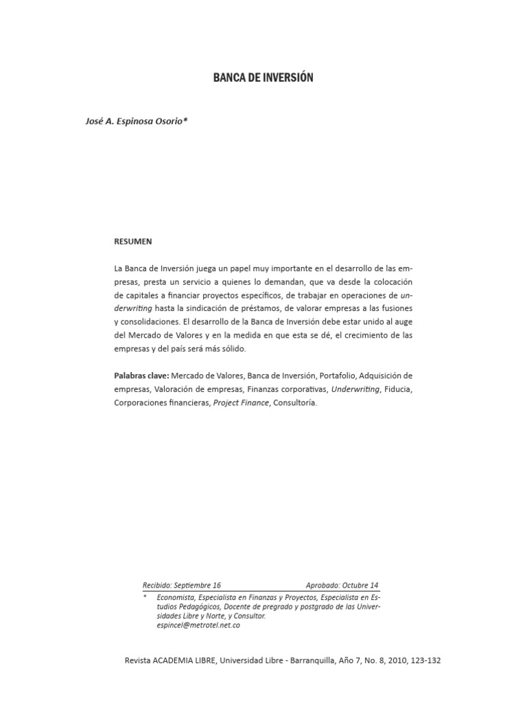 Banca de Inversion | PDF | Bancos | Banca de inversión