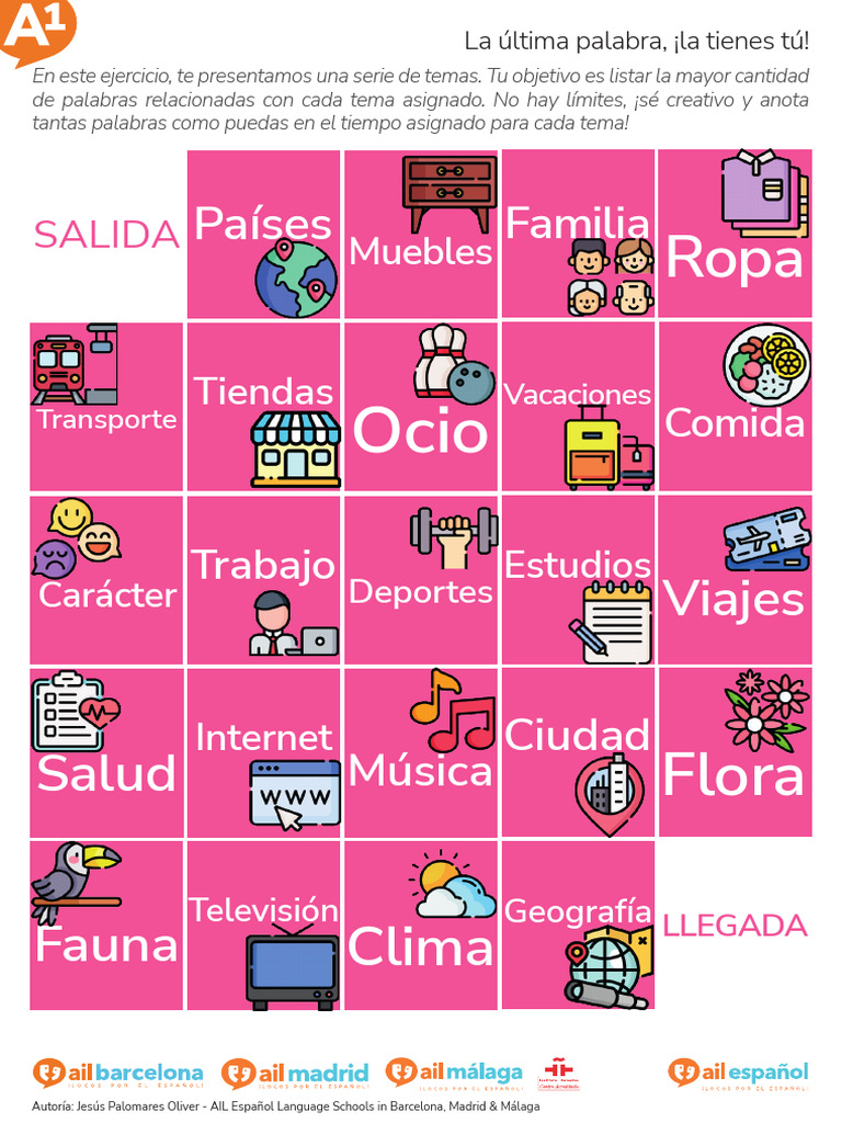 Ejercicio Espanol Vocabulario Temas Nivel A1 | PDF