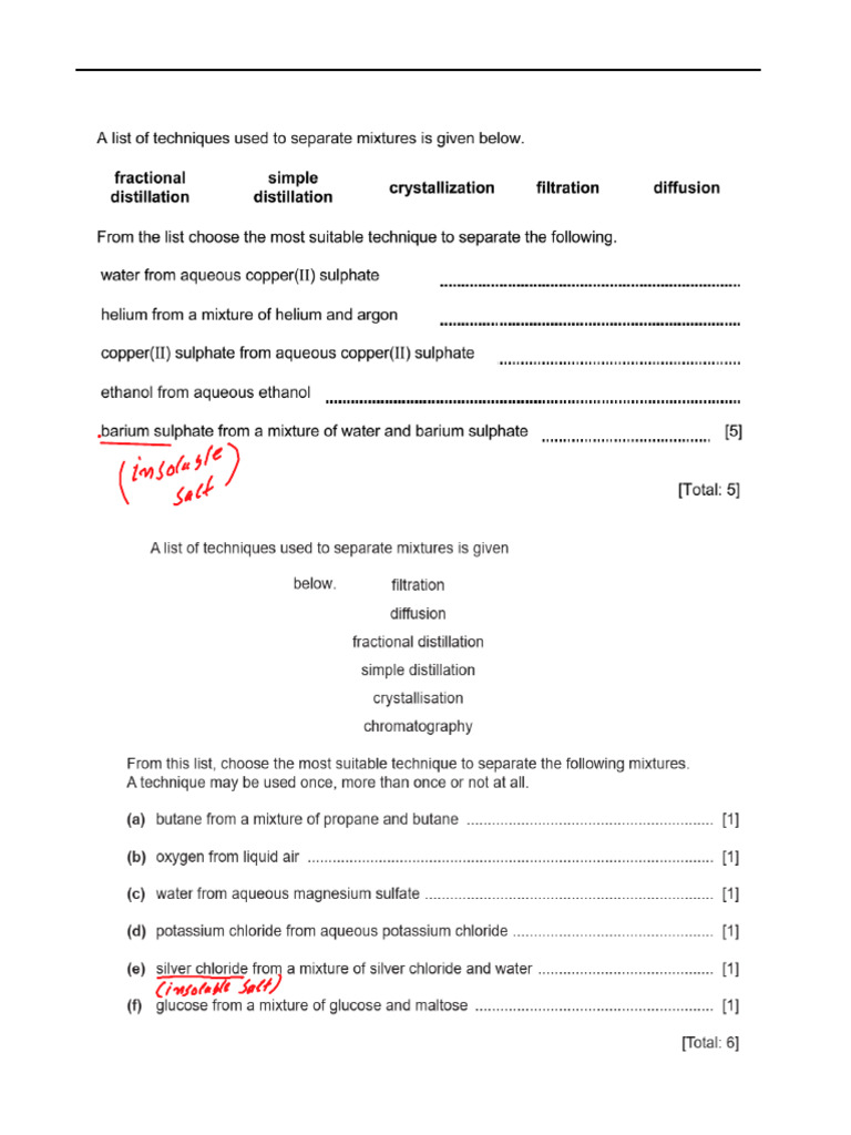 Chemistry Igcse Worksheet | PDF
