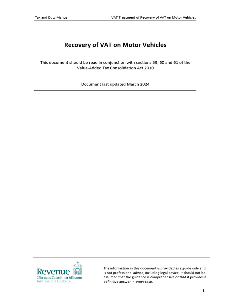 VAT Recovery on Motor Vehicles Guide | PDF | Value Added Tax | Taxes