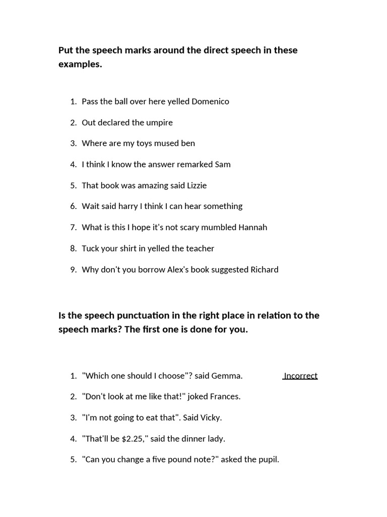 Speech Marks | PDF