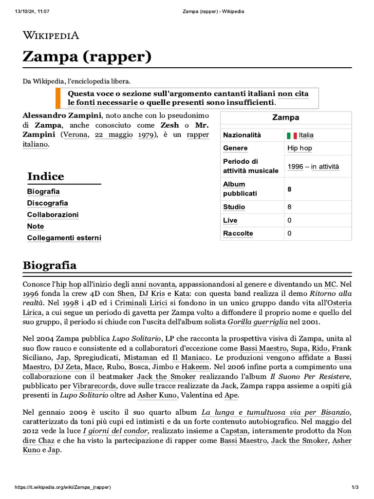 Zampa (Rapper) - Wikipedia | PDF