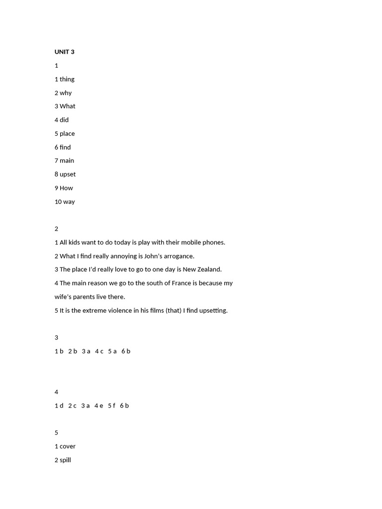 Answers Unit 3 | PDF