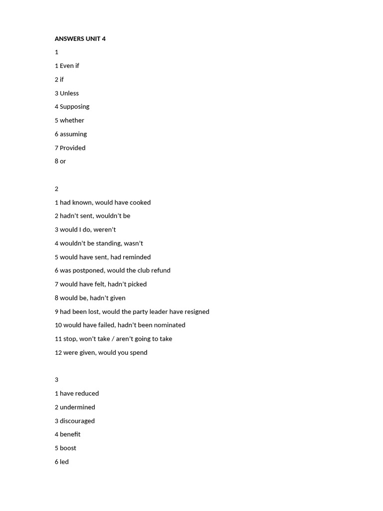 Answers Unit 4 | PDF
