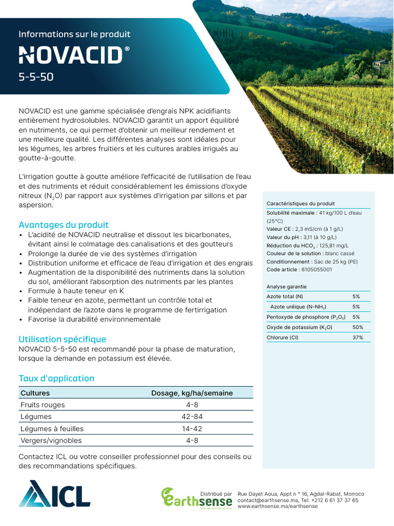 Engrais NPK Acidifiant NOVACID 5-5-50 | PDF | Irrigation | Substances ...