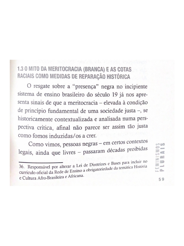 Texto AULA 4 - O Mito Da Meritocracia (Branca) e As Cotas Raciais | PDF