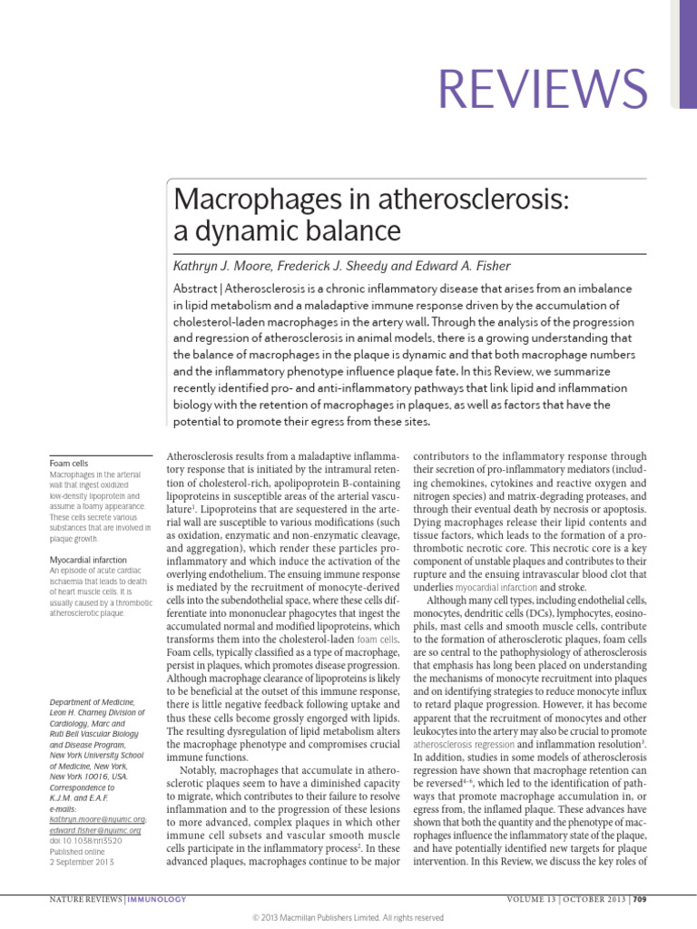 Macrophages' Role in Atherosclerosis Dynamics | PDF | Atherosclerosis ...
