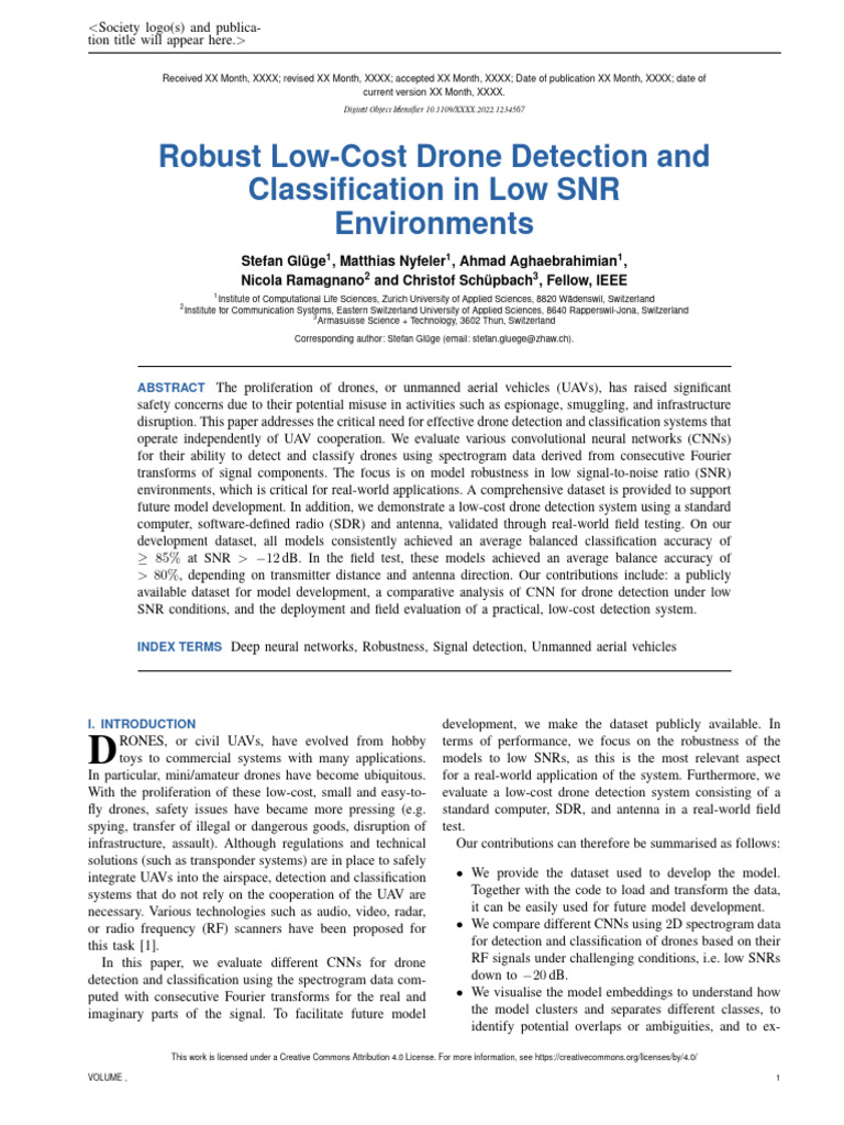 Low-Cost Drone Detection in Low SNR | PDF | Signal To Noise Ratio ...