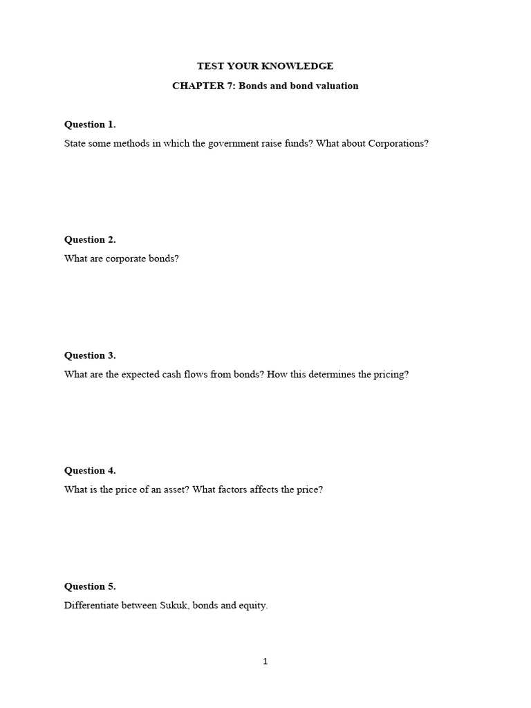 Bonds Test Your Knowledge | PDF