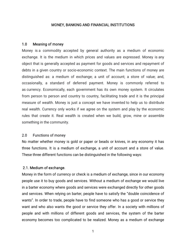 MONEY Theory | PDF