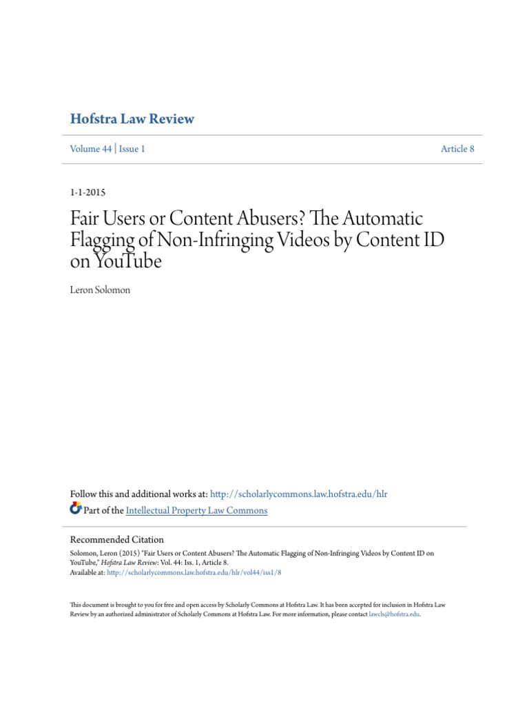 Fair Users or Content Abusers The Automatic Flagging of Non-Infr | PDF ...
